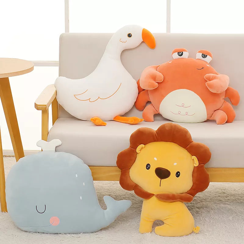 Kawaii Whale Goose Crab Lion Plush Toys Stuffed Animals Doll Soft Sofa Pillow Cushion Baby Kids Children Girls Birthday Gifts