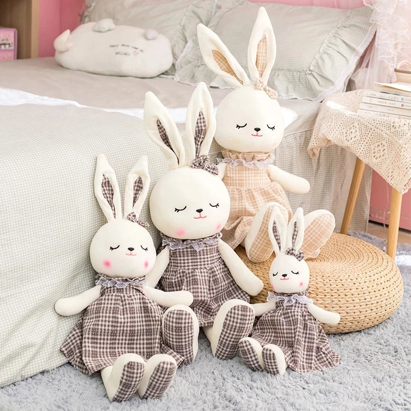 Kawaii Long Rabbit with Skirt Plush Toys Cartoon Animal Rabbit Pillow Stuffed Appease Dolls for Baby Kids Birthday Gifts