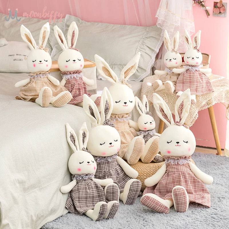 Kawaii Long Rabbit with Skirt Plush Toys Cartoon Animal Rabbit Pillow Stuffed Appease Dolls for Baby Kids Birthday Gifts
