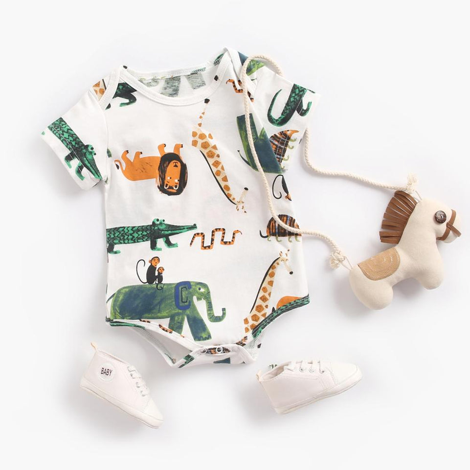 Sanlutoz Baby Boys Girls Bodysuits Summer Cotton Toddler Clothes Cartoon Unisex Short Sleeve