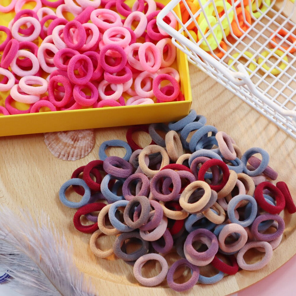 100PCS Candy colors Cute Girls Elastic Hair Ties Baby Small Hairbands Soft Cotton Ponytail Holder Headbands Hair Accessoires