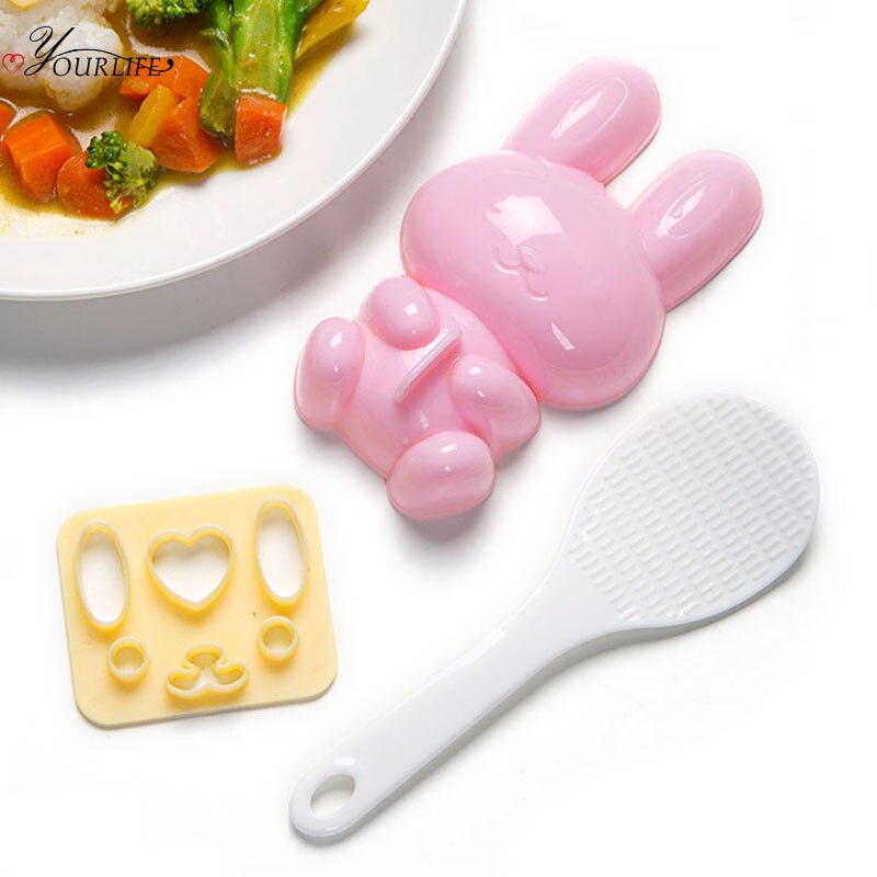 3pc/Set Cute Rabbit Sushi Mold DIY Sandwich Rice Ball Mold Kitchen Gadgets Baby Kids Breakfast Mold Sushi Bento Accessoires